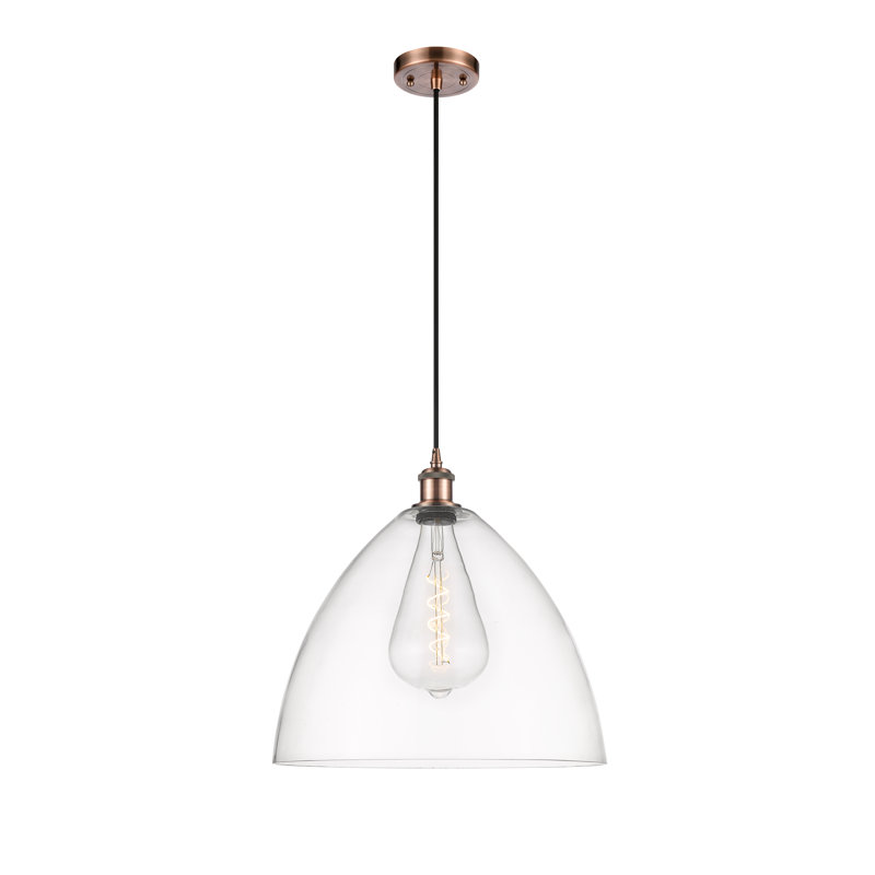 Haruka 1 - Light Single Pendant, Clear, 18.75" H x 16" W x 16" D, Antique Copper