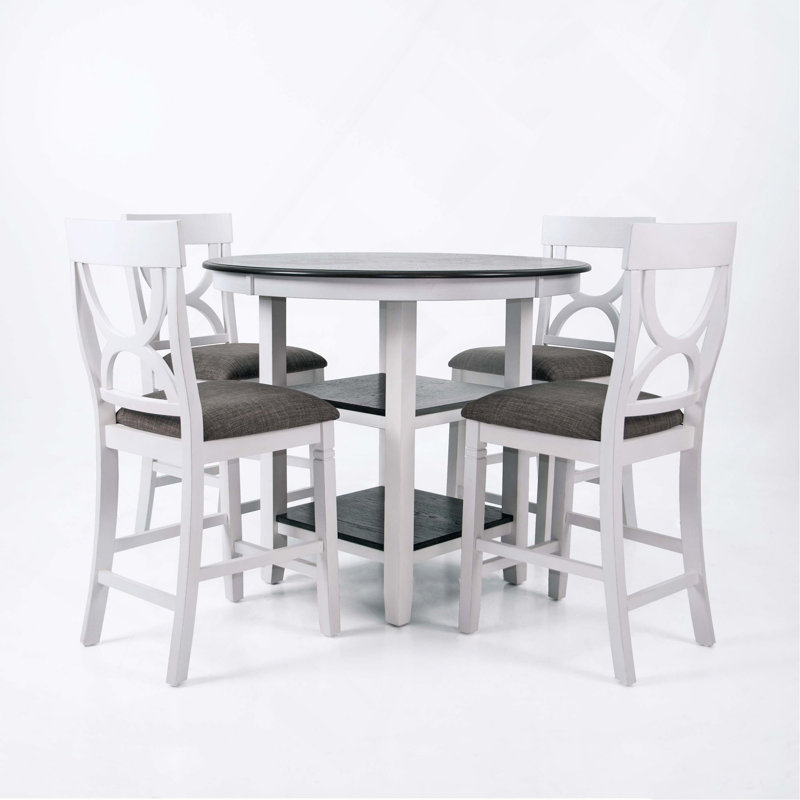 Ensemble de salle à manger, hauteur de comptoir, meubles de salle à manger en bois, Blanc antique