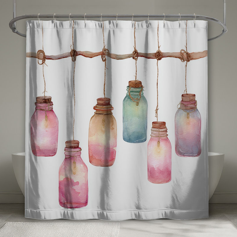 Rideaux de douche suspendus aquarellés, L 70 po x H 93 po