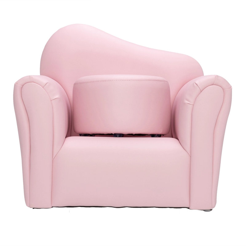 Canapé simple pour enfants avec dossier courbé, Nylon rose