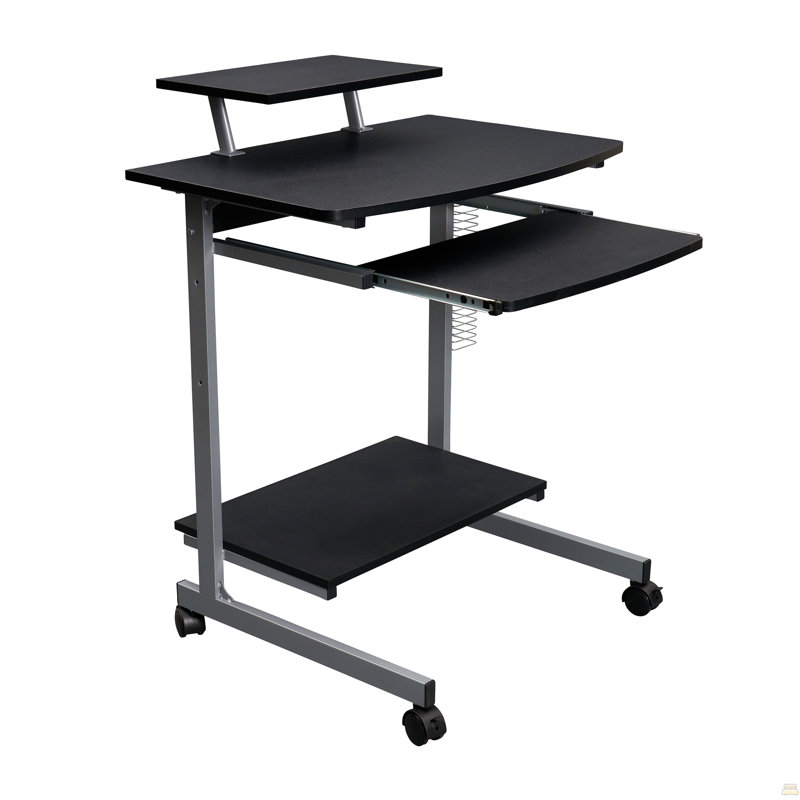 Chariot d'ordinateur compact avec rangement, graphite