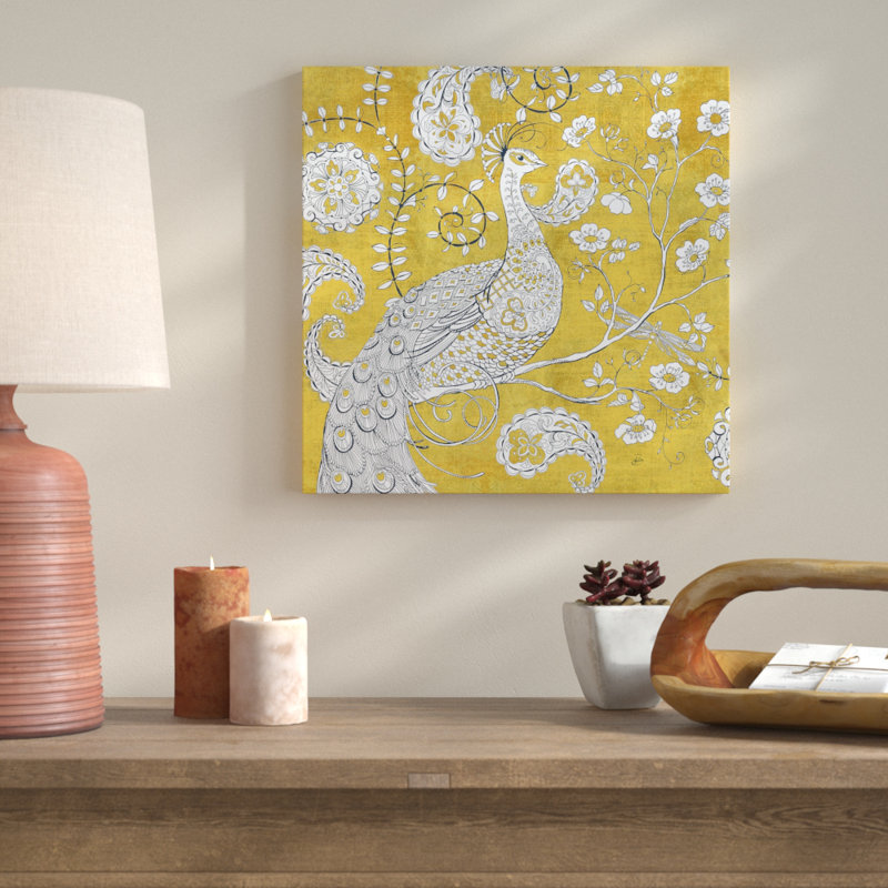 «Color my World Ornate Peacock I Gold», reproduction, H 24 po x l 24 po x P 1,5 po, Toile tendue