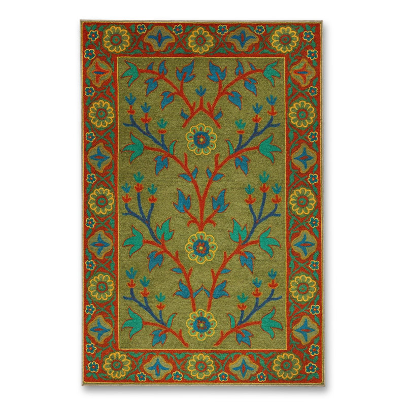 Tapis noir tissé à motif lavable traditionnel Mosso, 2' x 2'11"