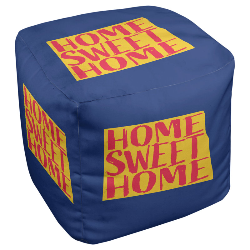 Repose-pieds cube north dakota the home, Bleu foncé / Jaune
