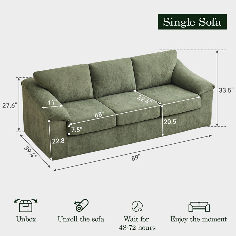 Compression Sofa with 7.5" Thick Seat