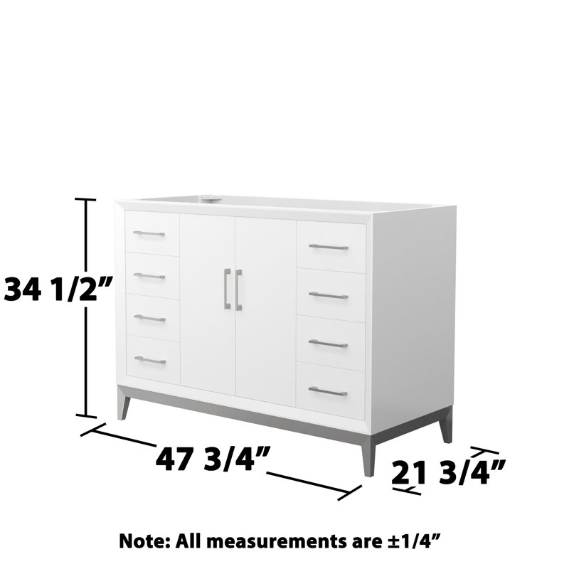 47.75'' W Single Bathroom Vanity Base, White/Brushed Nickel