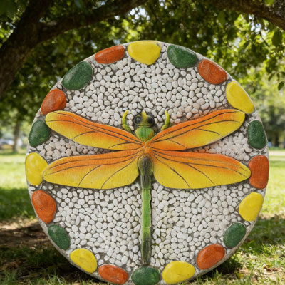 10" Dragonfly Garden Stepping Stone, Durable Polyresin Weatherproof, Lawn Patio Yard Walkway Decor