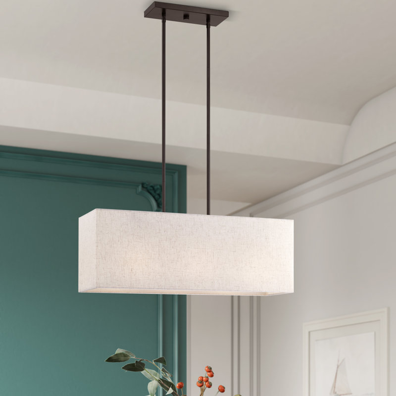 Ajanee - Light Pendant, 11.5" H x 28" W x 8" D, English Bronze, Oatmeal