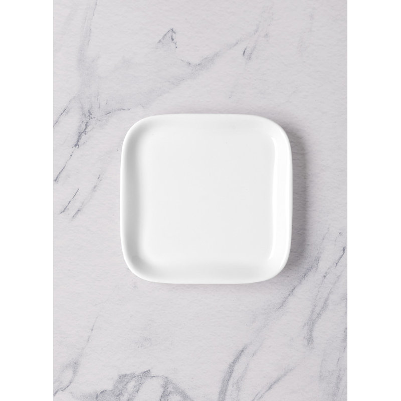 MINIATURE Premium Porcelain Miniature Ivory Square Plate, 4.5"x4.5" | Microwave & Dishwasher Safe