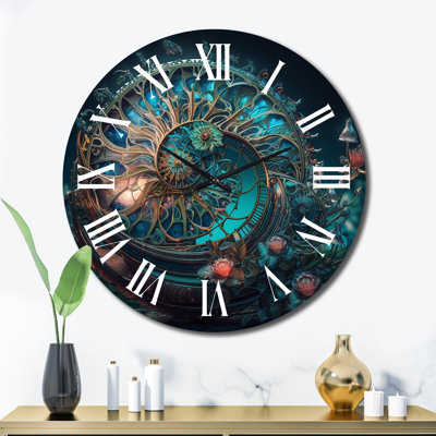 Bioluminescent Spiral Oceanic Astrolabe II Wall Clock