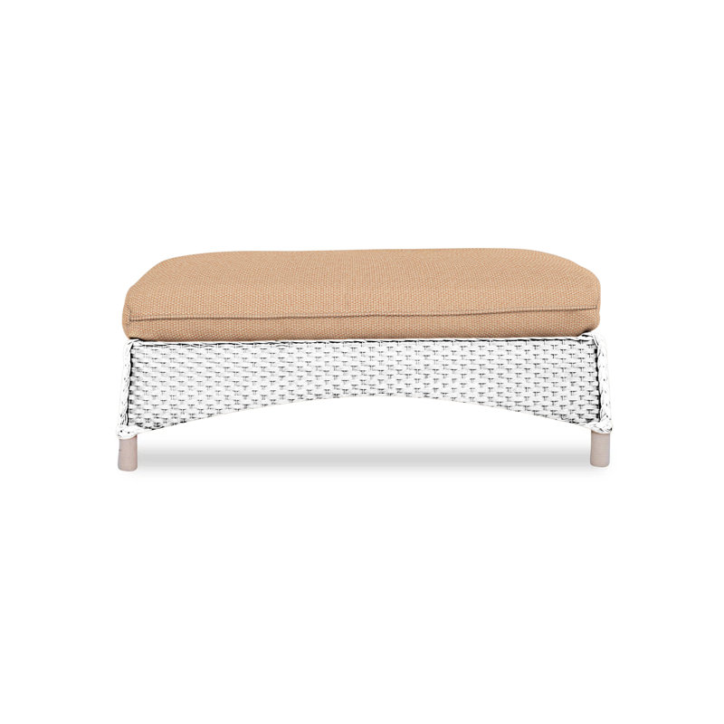 Mandalay Outdoor Ottoman, White, Rollo Linen