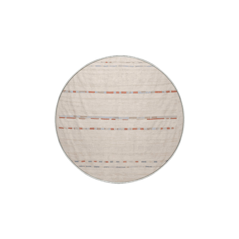 Machine Washable Beige Area Rug, Round 3'