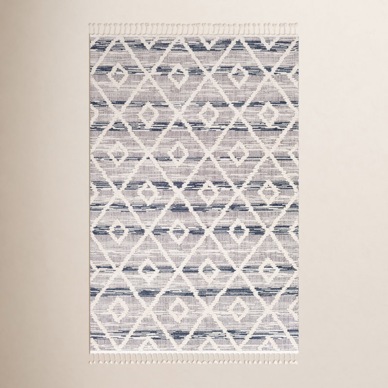 Highpoint Geometric Gray/Cream Area Rug, Rectangle 5'3" x 7'3"