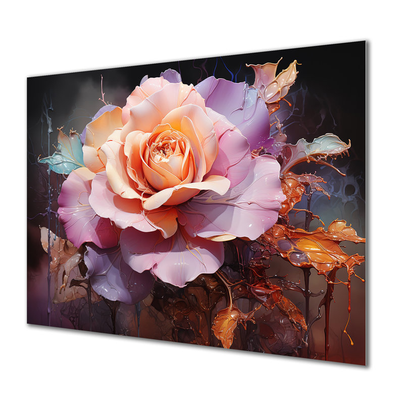 «Pink Misty Rose Spectrum», art mural en métal arc-en-ciel, H 12 po x l 20 po x P 1 po