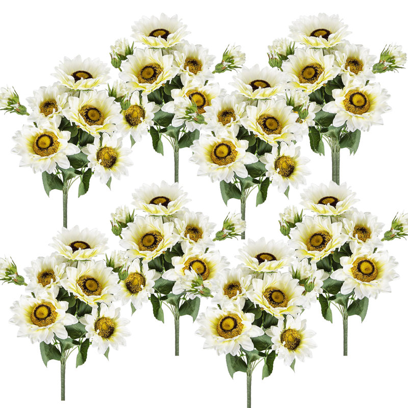 Tournesol artificiel - ensemble de 8, Crème