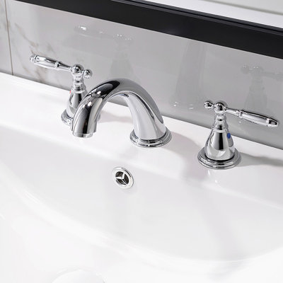 2-handle Bathroom Faucet with Drain Assembly