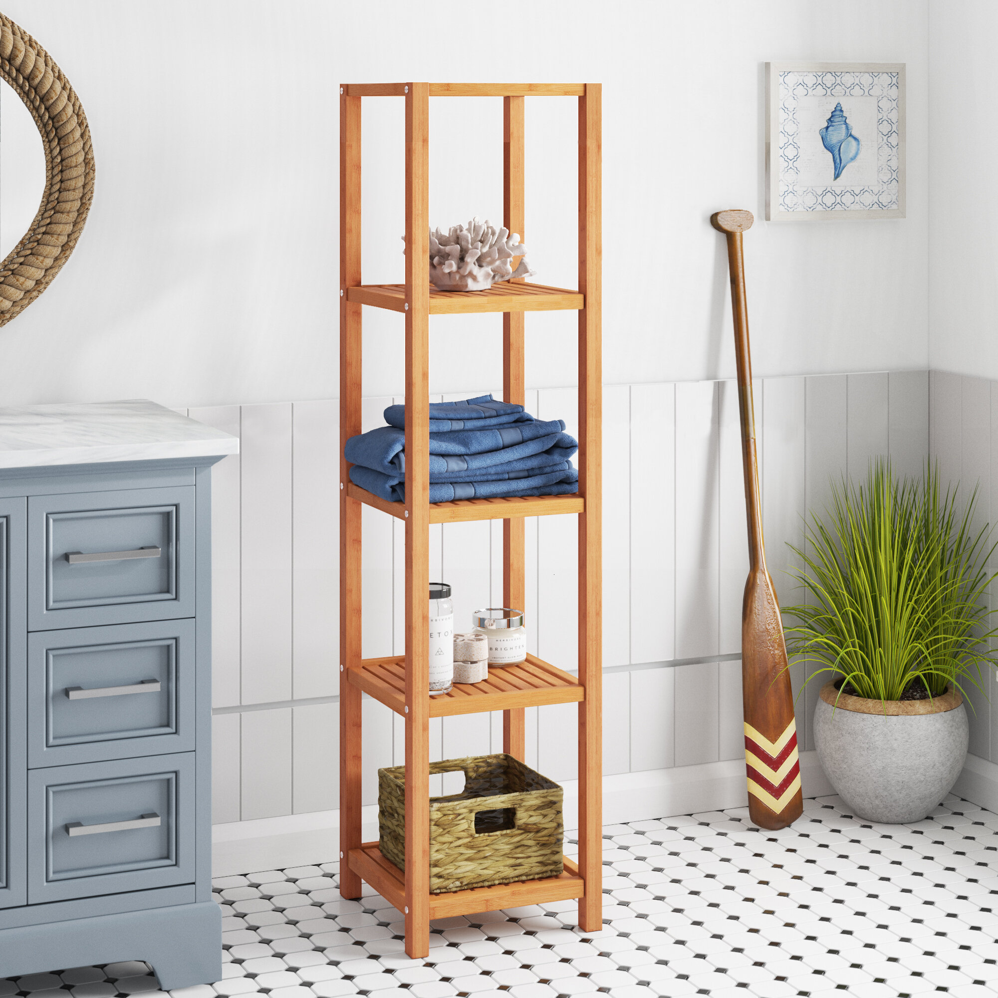 Jenelle Solid Wood Freestanding Bathroom Shelves