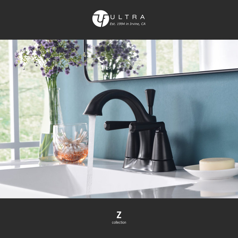 Z Collection Double Handle 4" Centerset Lavatory Bathroom Sink Faucet with Drain Assembly - Oil Rubbed Bronze