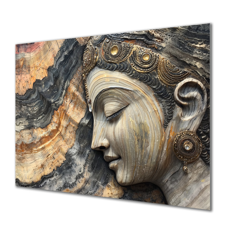 Hindouisme dieu méditation sur le marbre - impression d'art en métal traditionnel, H 34 po x l 44 po