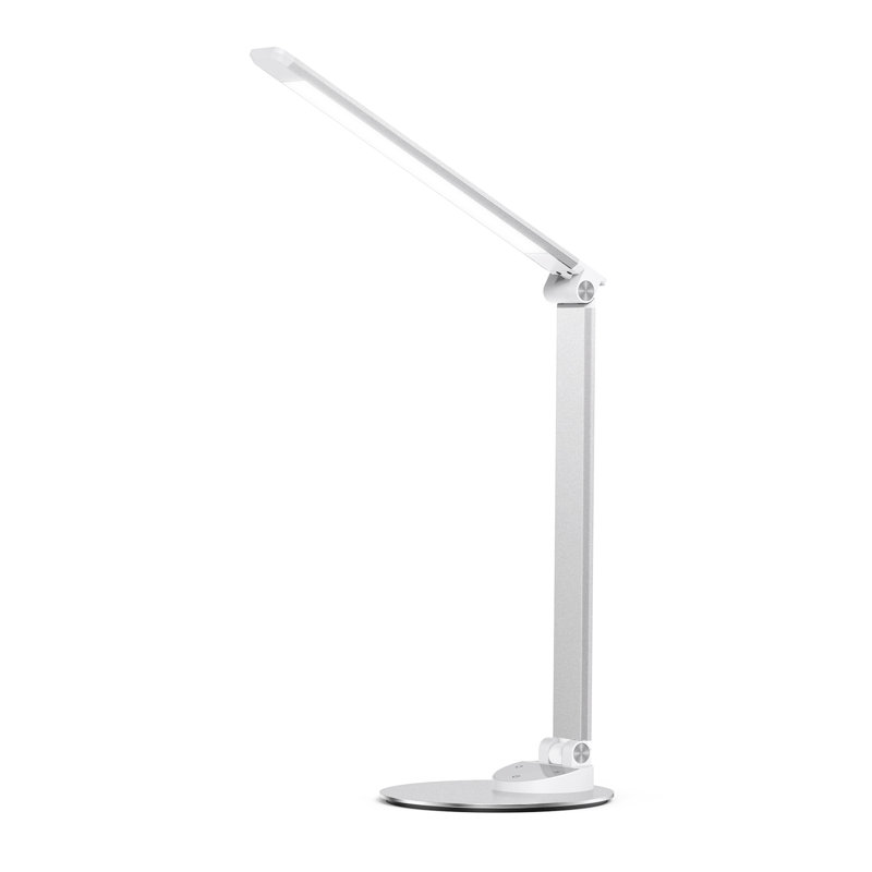 Lampe de bureau à DEL, lampe de table en métal avec port de charge USB, 5 modes de couleur et 5 niveaux de luminosité, lumière de bureau à intensité variable pour la lecture, l'étude, le travail, les dortoirs, la maison, le bureau