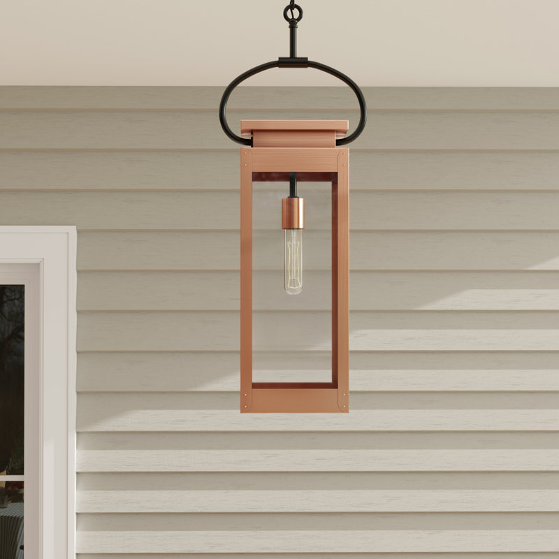Lanterne suspendue d'extérieur en cuivre antique Ginseng 1 lumière H 27,37 po
