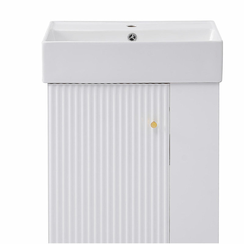 Meuble-lavabo flottant 21,6 po avec lavabo en céramique, Blanc