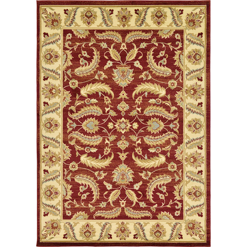Rouge oriental/beige Odyssey Tapis décoratif, Rectangle 5 pi x 8 pi