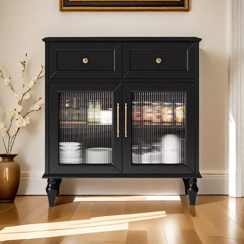 Armoire de rangement minimaliste vintage en bois massif, Noir