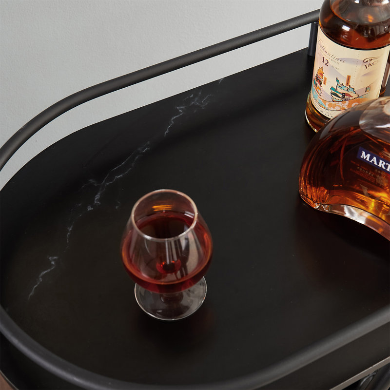 Îlot de cuisine Lanceton, avec support à vin et porte-verre, chariot à boissons, îlot, chariot à café, Noir