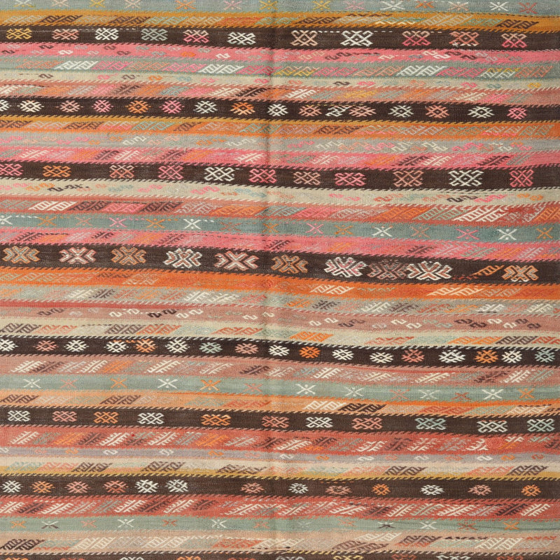 Tapis contemporain rose clair / noir, Carré 5 pi