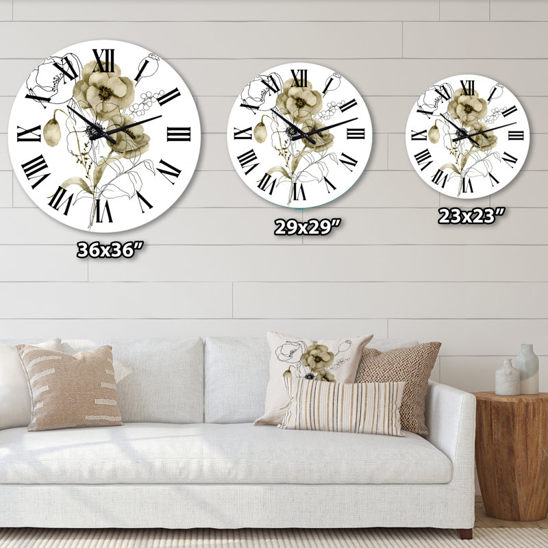 Anémone bouquet de fleurs avec des branches d'eucalyptus - Horloge murale traditionnelle, Moyenne