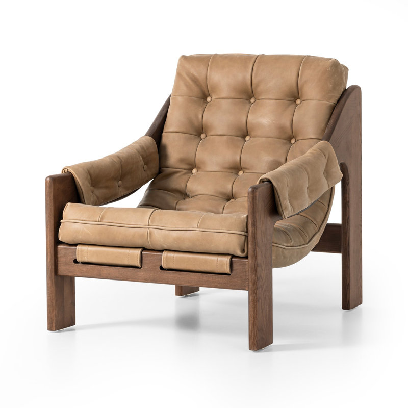Tuckerman Upholstered Armchair, Palermo Drift Genuine Leather, Terra Brown Ash
