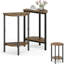 Table d'appoint, petite table de bout ronde, ensemble de 2 tables d'appoint demi-rondes pour le salon, petites tables d'appoint à 2 niveaux, table basse ronde, table d'appoint mince, table d'entrée étroite, brun