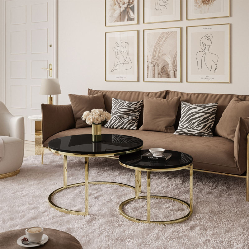 Micheroux 2 Piece Coffee Table, Black