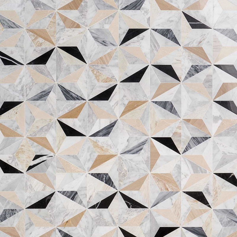 Phantasm 14x16 Polished Mixed Marble Mosaic Tile