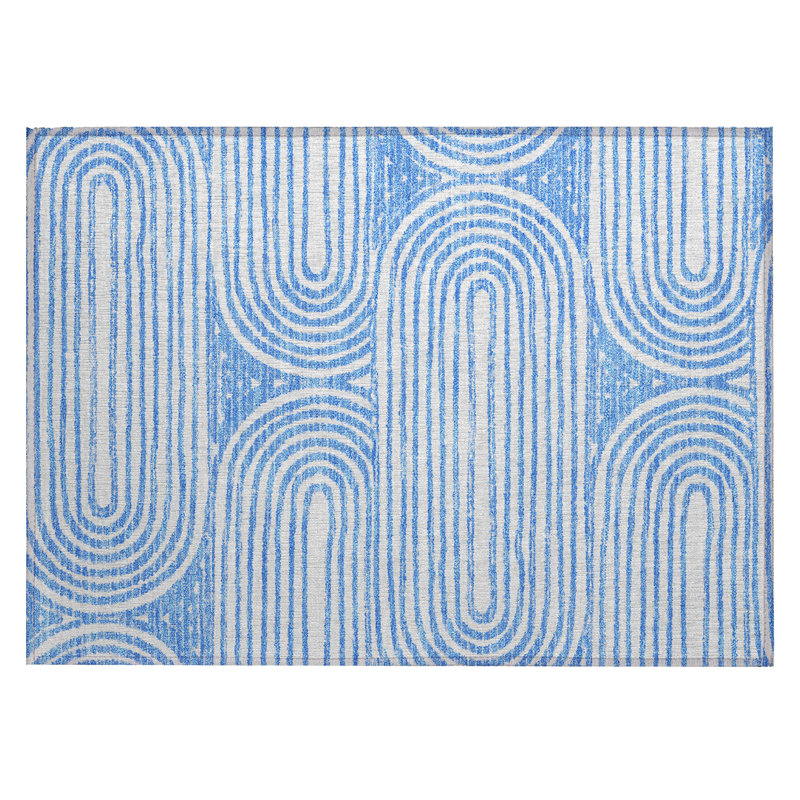 Tapis extérieur antidérapant bleu et blanc 2 pi x 3 pi