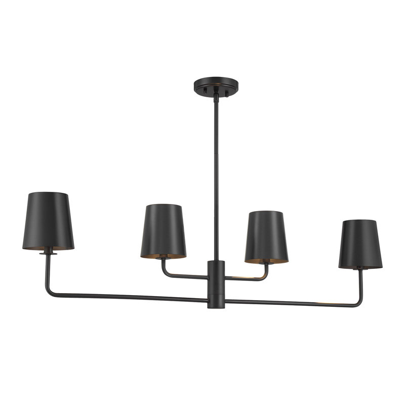 Lustre linéaire à 4 lumières Dipaolo, Noir mat