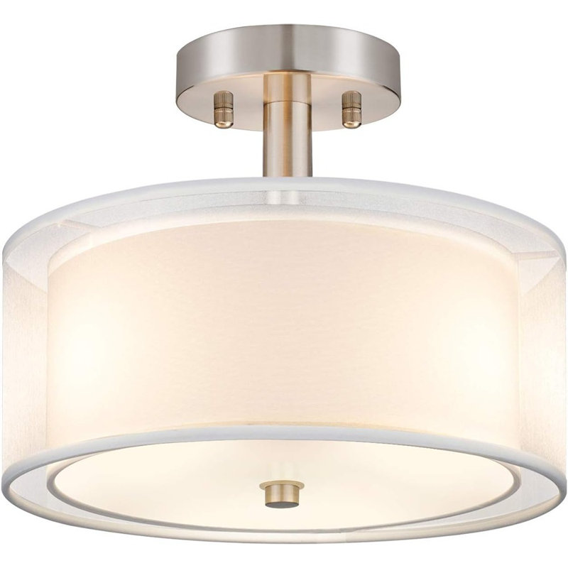 3-Light Semi Flush Mount Ceiling Light Fixture, Drum L...