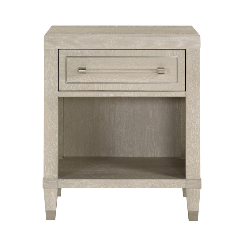 Élégante table de chevet au fini chêne clair avec tiroirs de rangement et tablette de rangement et mobilier moderne en bois durable pour chambre à coucher 1 pièce (comprend seulement la table de chevet)