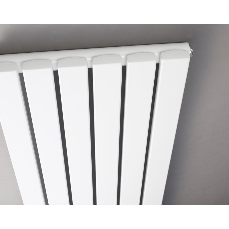 Sloane Vertical Designer Radiator, 150cm H x 35.4cm W x 7.2cm D, Satin White