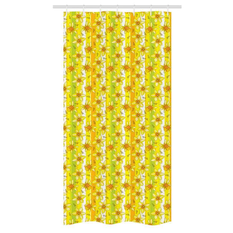 Dometrius Floral Shower Curtain with Hooks Included, 72" H x 36" W