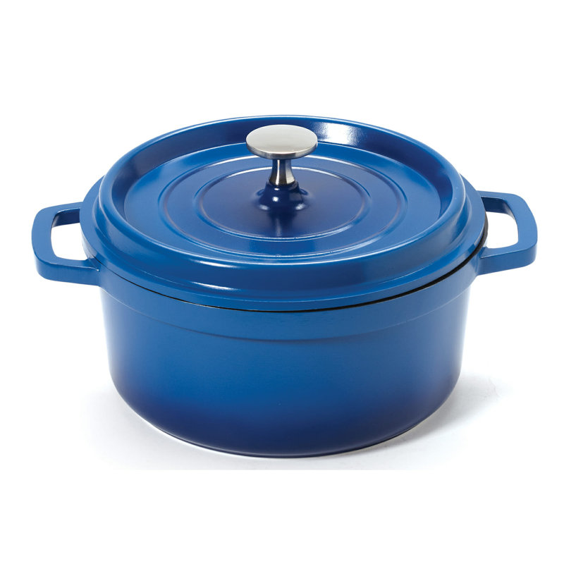 GET Cocotte en fonte d'aluminium antiadhésive ronde avec couvercle écoénergétique, Bleu
