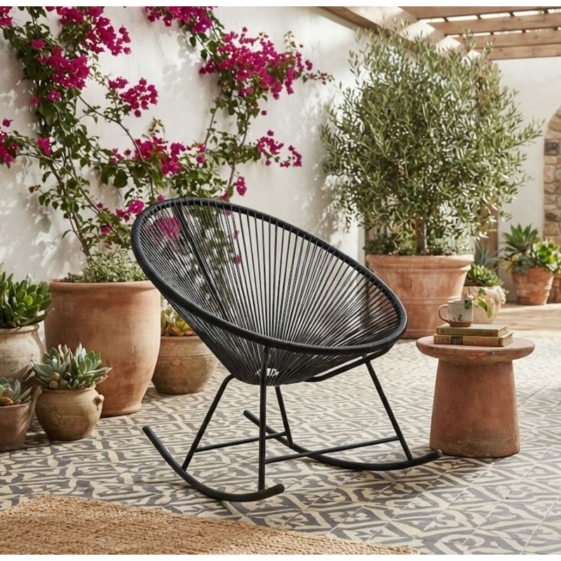 Chaise berçante câblée Bahia, Noir, noir, noir, noir