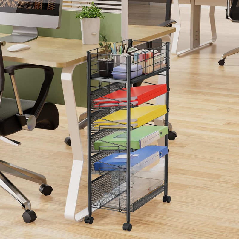76.8cm H x 41.8cm W File Cart, Black