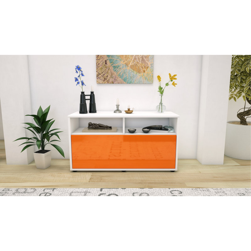 Isai 92cm W Chest of Drawers, High-gloss Orange / Matte White
