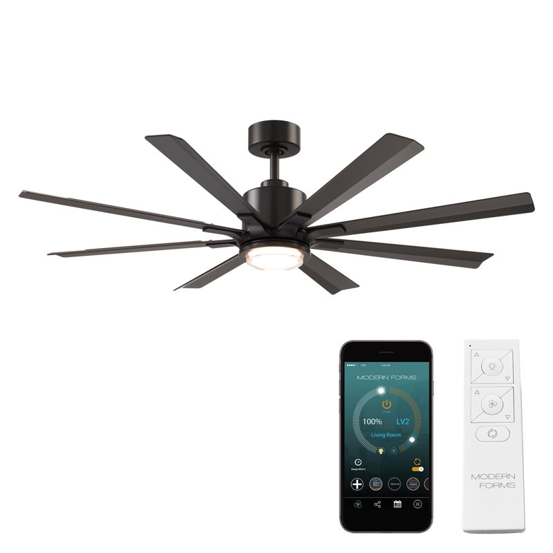 Ventilateur de plafond intelligent à 8 pales avec télécommande incluse, fonctionne avec Alexa et l'application iOS / Android