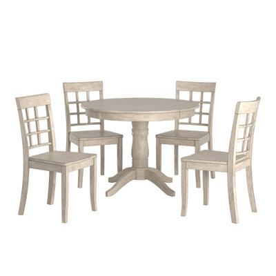 Alexa-Mae 4-Person Solid Wood Pedestal Dining Set