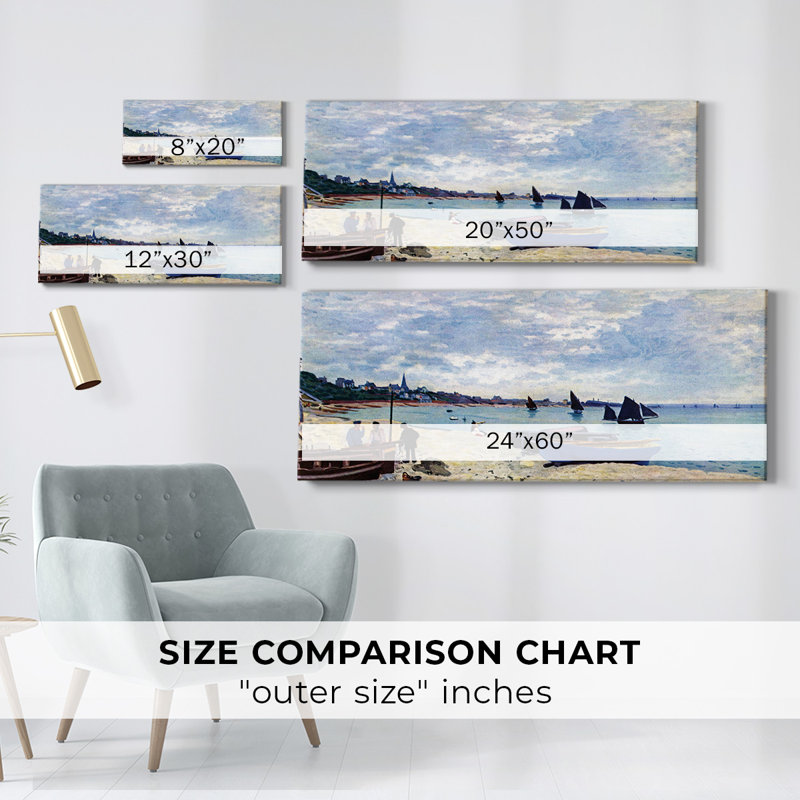 «The Beach At Sainte Adresse # 2» par Monet, reproduction sur toile, H 12 po x l 30 po x P 1,5 po