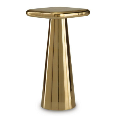 Table d'appoint Dylan avec piédestal sculptural, aluminium coulé doré 24 po