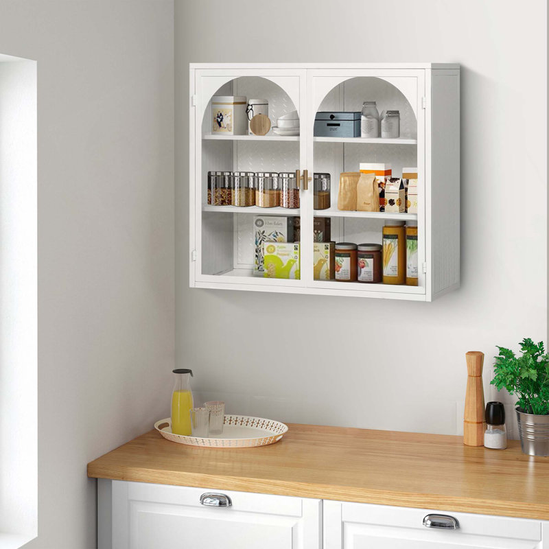 Armoire murale 27,56 po à 2 portes avec rangement à 3 niveaux, Blanc